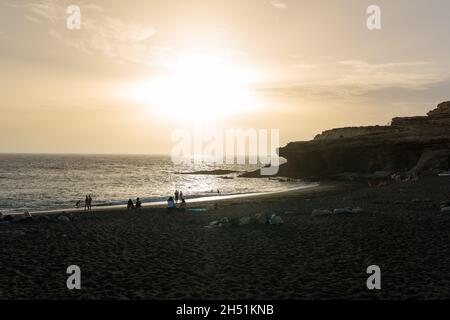 Coucher de soleil magique sur l'île des Canaries de Fuerteventura Banque D'Images