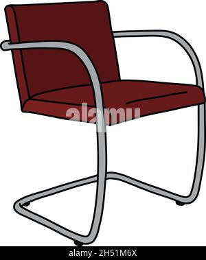 Le dessin à la main vectorisé d'une chaise simple en métal rouge Illustration de Vecteur