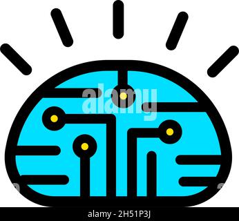 Icône de couleur vectorielle du cerveau humain sur fond noir et blanc. Illustration de Vecteur