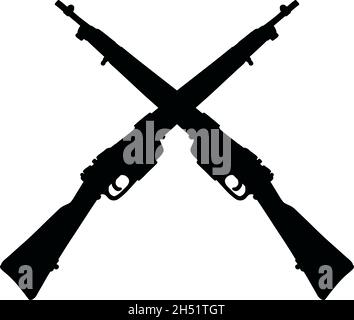 Le dessin à la main vectorisé d'une silhouette noire de deux vieilles carabines militaires Illustration de Vecteur