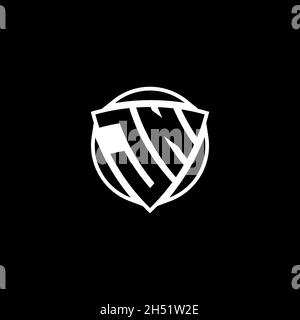 LETTRE du logo JN Monogram avec un motif en forme de triangle et de bouclier isolé sur fond blanc.Logo radioactif, triangle radioactif et forme de bouclier Illustration de Vecteur