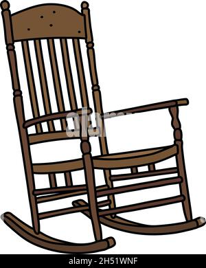 Le dessin à la main vectorisé d'un ancien fauteuil à bascule en bois Illustration de Vecteur