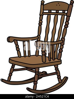 Le dessin à la main vectorisé d'un ancien fauteuil à bascule en bois Illustration de Vecteur