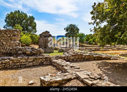 Butrint ou Bouthroton - Parc national d'Albanie à Ksamil, site archéologique du patrimoine mondial de l'UNESCO.Célèbre ville grecque et romaine plus tard sur le shor Banque D'Images