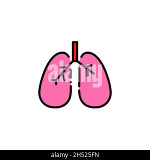 Poumons humains.Organe respiratoire interne.Pixel Perfect, icône colorée de contour modifiable Illustration de Vecteur