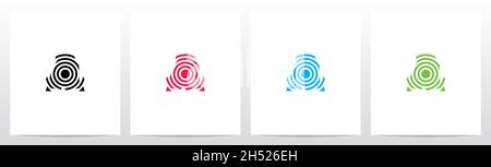 Lignes circulaires sur la lettre logo Design A Illustration de Vecteur