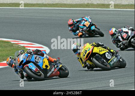 Esteve Rabat et Alex Rins-Kalex Moto2 2015 sur le circuit Barcelone Catalunya, Montmeló, Espagne Banque D'Images