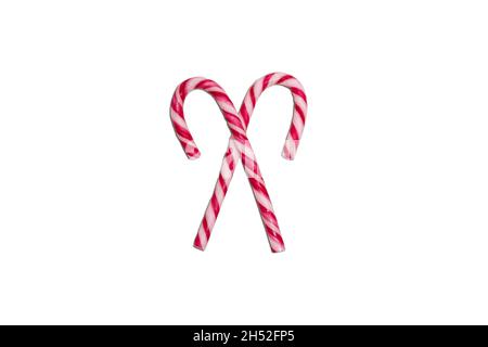 Cannes de Noël isolées sur blanc. Banque D'Images