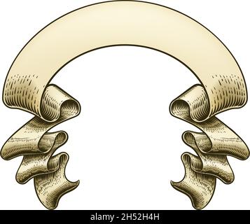 Faire défiler le dessin du ruban de papier continu en bois d'époque Illustration de Vecteur