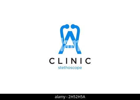 Lettre A logo avec stéthoscope pour vecteur médical et pharmaceutique Illustration de Vecteur