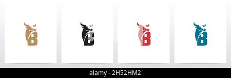 Buffalo Head sur lettre logo Design B Illustration de Vecteur