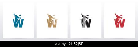 Buffalo Head on Letter logo Design W Illustration de Vecteur