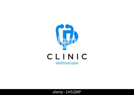 Lettre P logo avec stéthoscope pour vecteur médical et pharmaceutique. Illustration de Vecteur