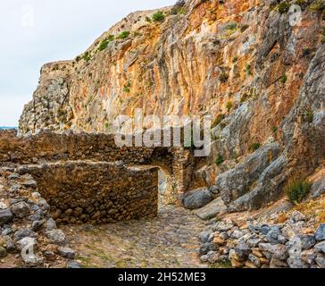 Monemvasia est une ville et une municipalité de Laconia, en Grèce. Banque D'Images
