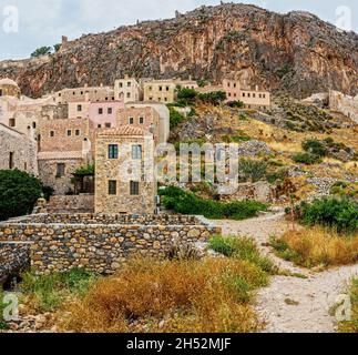 Monemvasia est une ville et une municipalité de Laconia, en Grèce. Banque D'Images