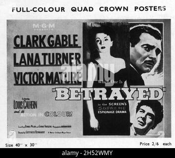 CLARK PIGNON LANA TURNER et VICTOR MÛRISSENT en 1954 réalisateur TRAHI GOTTFRIED REINHARDT cinéaste Freddie Young Metro Goldwyn Mayer Banque D'Images