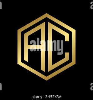 lettre initiale or AC logo hexagonal design vecteur Illustration de Vecteur
