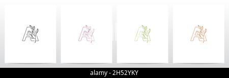 Branche avec feuilles sur lettre logo Design A Illustration de Vecteur