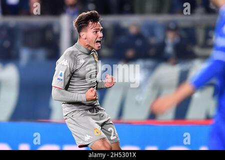 Stade Carlo Castellani, Empoli, Italie, 05 novembre 2021,Flavio Bianchi (Gênes) fête après avoir marquer un but pendant Empoli FC vs Genoa CFC - i Banque D'Images