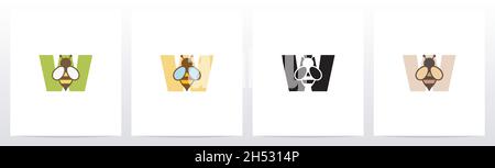 Logo Bee on Letter W Illustration de Vecteur