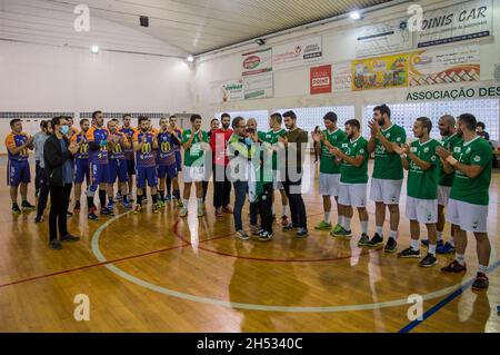 Viana do Castelo, Portugal - 30 octobre 2021: A.D. Aficense joueur en action contre Manabola, compte de jeu pour la 3ème division nationale de Handball. Banque D'Images