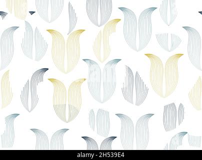 Motif fleuri abstrait sans couture avec formes organiques abstraites dans un style rétro. Formes de Lotus à pois et fleurs. Décoration artistique florale et élégante, carrelage Illustration de Vecteur