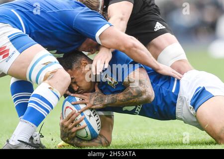Rome, Italie.06e novembre 2021.Montanna Ioane de l'Italie pendant le Rugby automne Nations série 2021 Test Match, entre l'Italie contre tous les Noirs/Nouvelle-Zélande au stade Olimpico à Rome (Italie), le 06 novembre 2021.Photo Antonietta Baldassarre/Insidefoto Credit: Insidefoto srl/Alay Live News Banque D'Images
