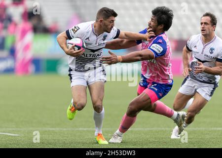 PARIS, FRA.6 NOV Anthony Bouthier de Montpellier Herault en action lors du Top 14 du match entre Stade Français Paris Rugby et Montpellier Hérault Rugby au Stade Jean-Bouin, Paris, le samedi 6 novembre 2021.(Crédit : Juan Gasparini | ACTUALITÉS MI) crédit : ACTUALITÉS MI et sport /Actualités Alay Live Banque D'Images