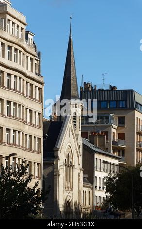 Le Temple Protestant de Batignolles situé dans le 17ème arrondissement de Paris, France. Banque D'Images