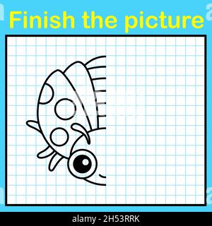 Compléter la coccinelle, avec une image symétrique et la peindre.Un jeu de dessin simple pour les enfants Illustration de Vecteur