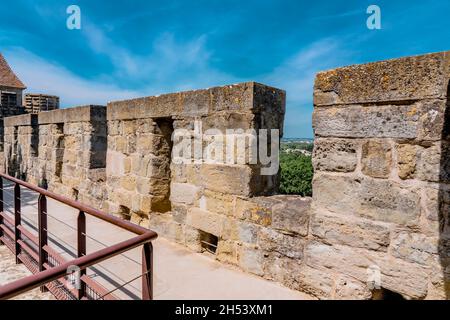 L'ancienne forteresse de Carcassonne, France.Château d'Europe.Vue de la Cité.Photo de haute qualité Banque D'Images