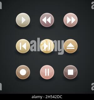 Icônes Web du lecteur multimédia, boutons de cercle de couleur Illustration de Vecteur