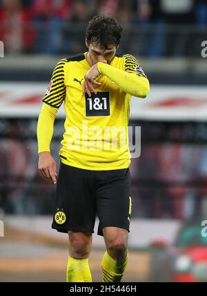 Leipzig, Allemagne.06th Nov, 2021. Firo: 11/06/2021 1er Bundesliga.2021/2022 football: Football: RBL, Red Bull, RB Leipzig - BVB Borussia Dortmund déception BVB, Mats HUMMELS/dpa/Alamy Live News Banque D'Images