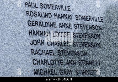 Mémorial à l'attentat de 1988 contre le vol 103 de Pan Am au-dessus de la ville écossaise de Lockerbie ayant causé la mort de 259 à bord et 11 au sol. Banque D'Images