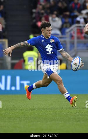 Rome, Italie.06e novembre 2021.Matteo MINOZZI (ITA) au cours du match de Test Rugby Italie contre tous les Noirs Nouvelle-Zélande au Stadio Olimpico, Rome Italie le 6 novembre 2021 crédit: Agence de photo indépendante/Alamy Live News Banque D'Images