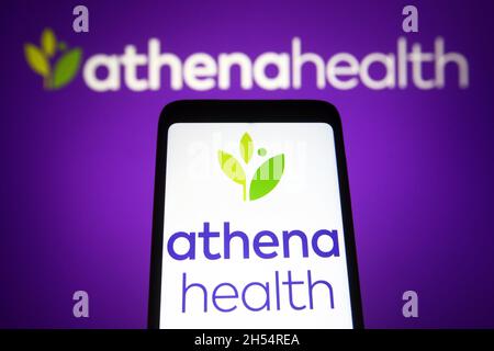 Ukraine.06e novembre 2021.Sur cette photo, un logo AthenaHealth apparaît sur l'écran d'un smartphone.(Photo de Pavlo Gonchar/SOPA Images/Sipa USA) crédit: SIPA USA/Alay Live News Banque D'Images