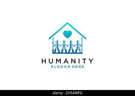 Social Humanity People logo.Modèle de conception de logo Flat Vector Illustration de Vecteur
