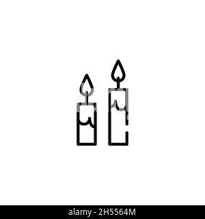 Deux bougies allumées.Icône de célébration et de rassemblement de famille.Pixel Perfect, icône de contour modifiable Illustration de Vecteur
