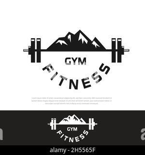 Fitness gym modèle de logo montagnes Illustration de Vecteur