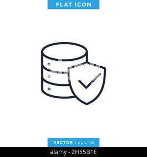 Modèle de conception d'illustration de base de données et d'icône de bouclier. Illustration de Vecteur