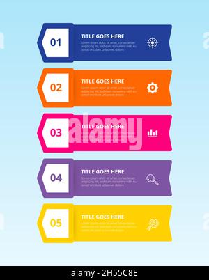 Infographies colorées.Présentation du style de flèche Illustration de Vecteur