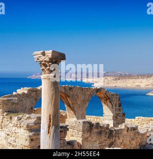 Ancien temple grec de l'ancien Kourion, district de Limassol.Chypre. Banque D'Images