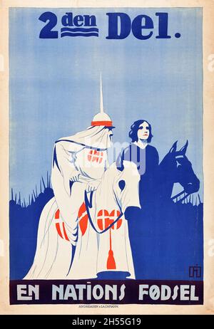 La naissance d'une nation (David W. Griffith Corp., 1915).Poster de cinéma danois.En nations fødsel.Partie 2. Banque D'Images