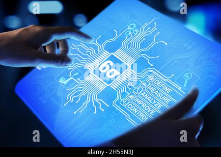 Six sigma DMAIC innovation industrielle technologie contrôle de la qualité concept d'affaires. Banque D'Images