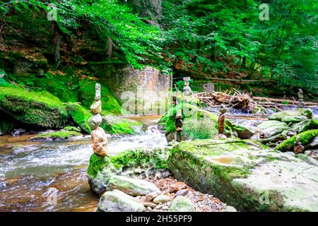 Randonnée avec Leila le Chihuahua à travers la vallée des serpents Fattendorf Basse-Bavière Allemagne Banque D'Images