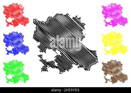 District d'Anantapur (État d'Andhra Pradesh, République de l'Inde) carte illustration vectorielle, scribble esquisse carte d'Anantapuramu Illustration de Vecteur