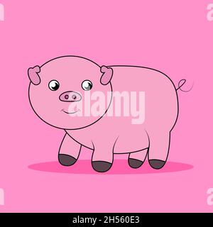 Illustration de dessin vectoriel de porc mignon animal dessin animé Illustration de Vecteur