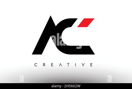 Design moderne et créatif du logo lettre AC.Lettres d'icône AC logo Vector Illustration en noir et rouge Illustration de Vecteur