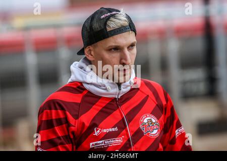 Craig Cook Speedway à bord de la finale britannique au National Speedway Stadium, Manchester, le 16 août 2021 Banque D'Images