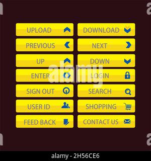 Web Design boutons thème web et informatique web coloré conception des éléments de modèle de bouton Illustration de Vecteur
